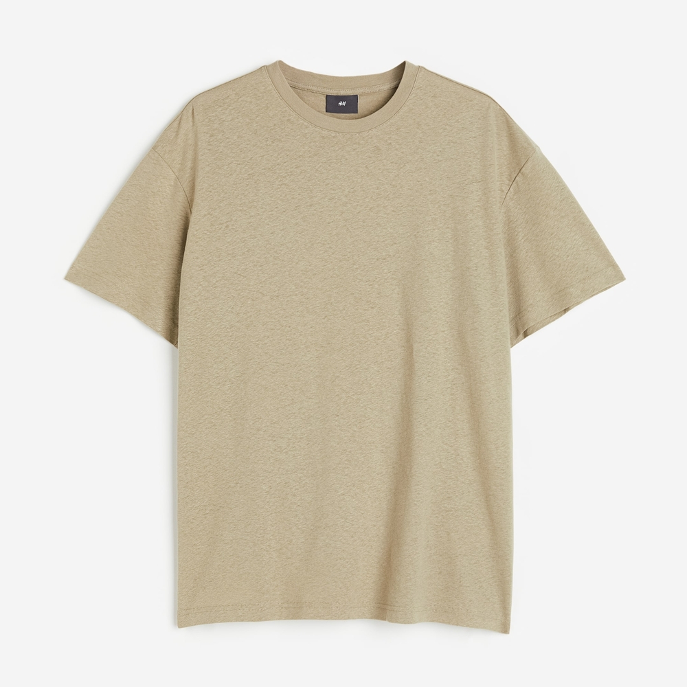 H&M | NWT | Linen Blend Short Sleeve Shirt Cream - Mens XXL